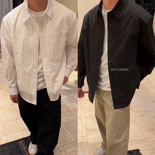 2025春夏老钱风翻领衬衫外套男士简约时尚宽松高级感透气防晒夹克