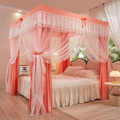 四一体式卧室床帘遮光家用新款加厚2023开门支架防尘床幔加粗蚊帐