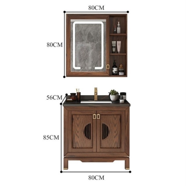组合洗脸盆洗手柜橡木新卫浴中式浴室柜台落地式卫生间红洗漱镜柜