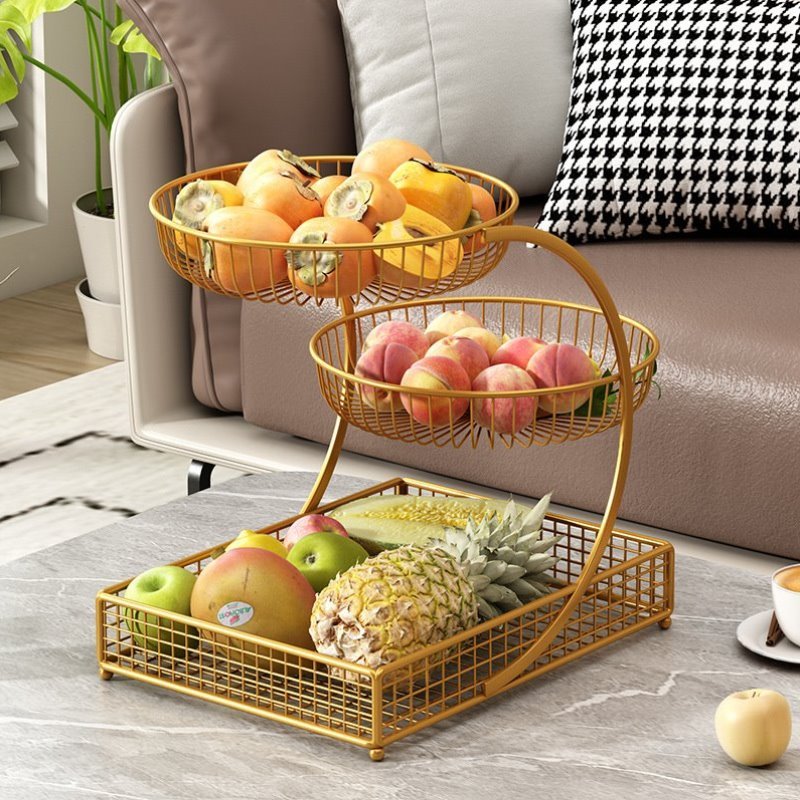 茶几摆放轻奢高档水果客厅收纳水果多层盘置物架水果盘筐家用零食