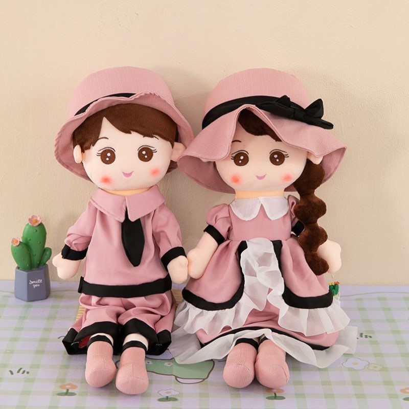 新款高级喜字枕女方抱新婚娃娃压床布置新郎福娃结婚一对红色婚礼