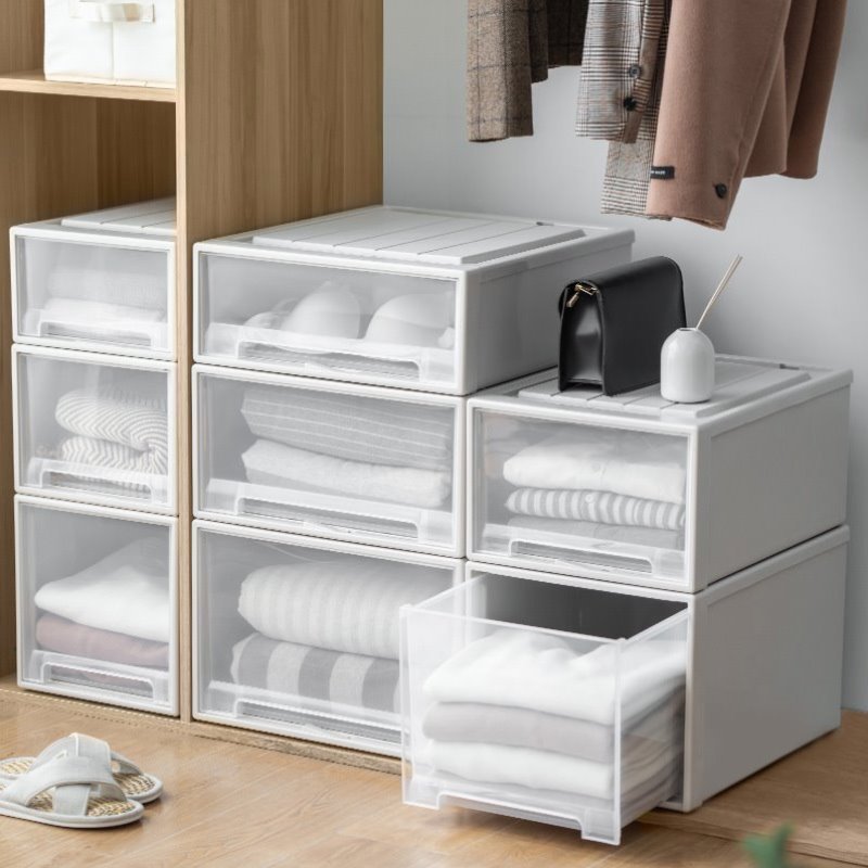收纳收纳箱箱整理衣服抽屉式收纳盒抽屉鞋盒储物家用透明抽屉