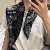 经典 保暖方巾气质黑米丝巾礼盒 复古腰果花真丝围巾女桑蚕丝时尚