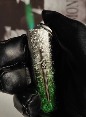 长剑打火机防风充气绿焰高级感创意金属直冲耐用防爆网红送男友潮