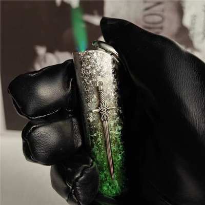 长剑打火机防风可充气绿焰高级感