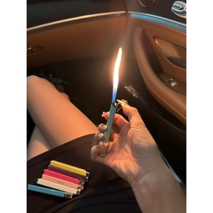 抖音同款 送男友可爱 创意糖果色小巧长条打火机充气可放进烟盒个性
