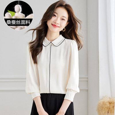 白色时尚真丝衬衫女桑蚕丝衬衣女士2025新款轻奢高级感春装上衣