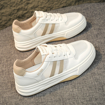小白鞋女2026夏季新款透气网面网鞋百搭配裙子休闲运动学生板鞋子
