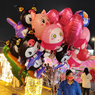 宝宝飘空卡通气球地推公园广场摆摊夜市儿童升空放飞氦气铝膜气球