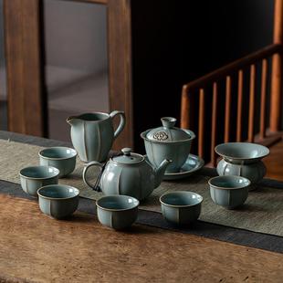 简约高档陶瓷茶壶茶杯盖碗客厅喝茶中式 汝窑茶具套装 功夫茶具家用