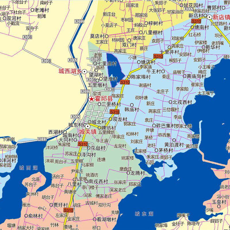 新019年1月安徽省六t安市霍邱县交通旅游行政乡镇村落分布地图