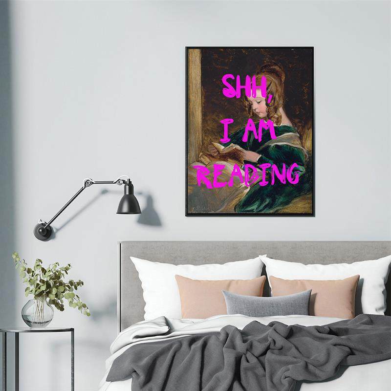 shein 跨境爆款正在看书的女人帆布画客厅卧室背景墙面装饰画框,家居饰品,现代装饰画,淘宝优惠券,粉丝福利购,淘宝优惠卷