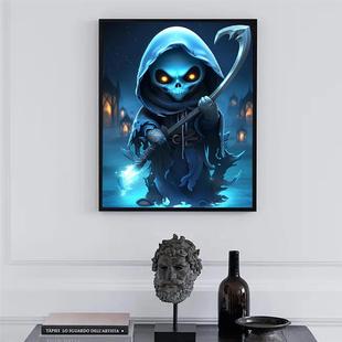 跨境 抽象骷髅卡通人物帆布画客厅卧室背景墙面装饰框油布画芯