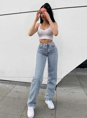 PD08233#速卖通跨境外贸欧美牛仔 高腰潮流个性蝴蝶印花牛仔裤女