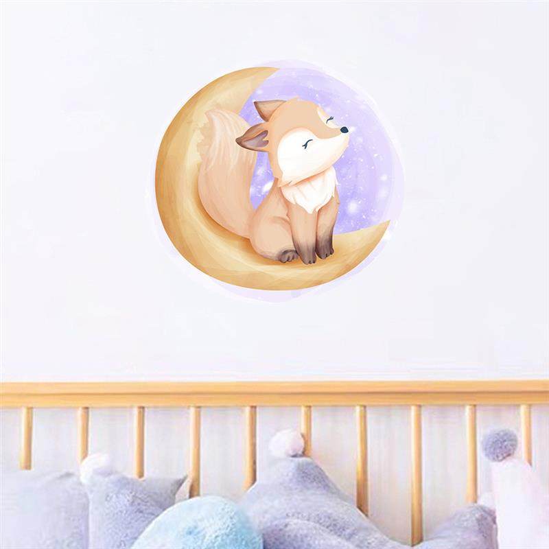 卡通可爱狐狸与月亮墙贴儿童房间床头墙面家居装饰墙贴自粘贴画,家居饰品,软装墙贴,淘宝优惠券,粉丝福利购,淘宝优惠卷