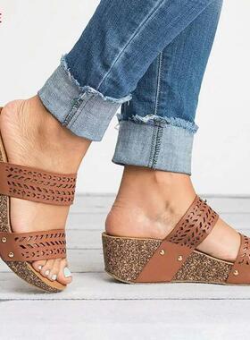 2021年夏wish 亚马逊独立站Joom eabay外贸大码轻底激光女凉拖鞋