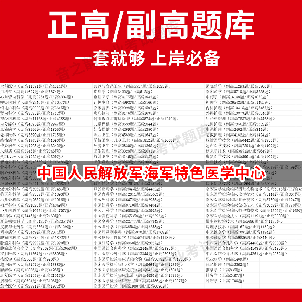 中国人民解放军海军特色医学中心医学高级职称副高正高级考试宝典题库卫生高级职称历年真题护理学教材妇产科副主任医师护师中医内
