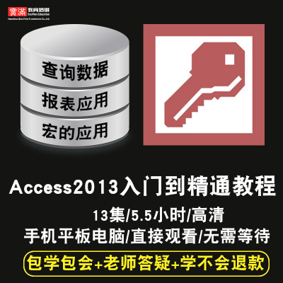 access2013零基础入门到精通视频教程office办公软件教学课程全套网课程在线自学新手0基础实战培训进阶案例网课素材源文件快速掌