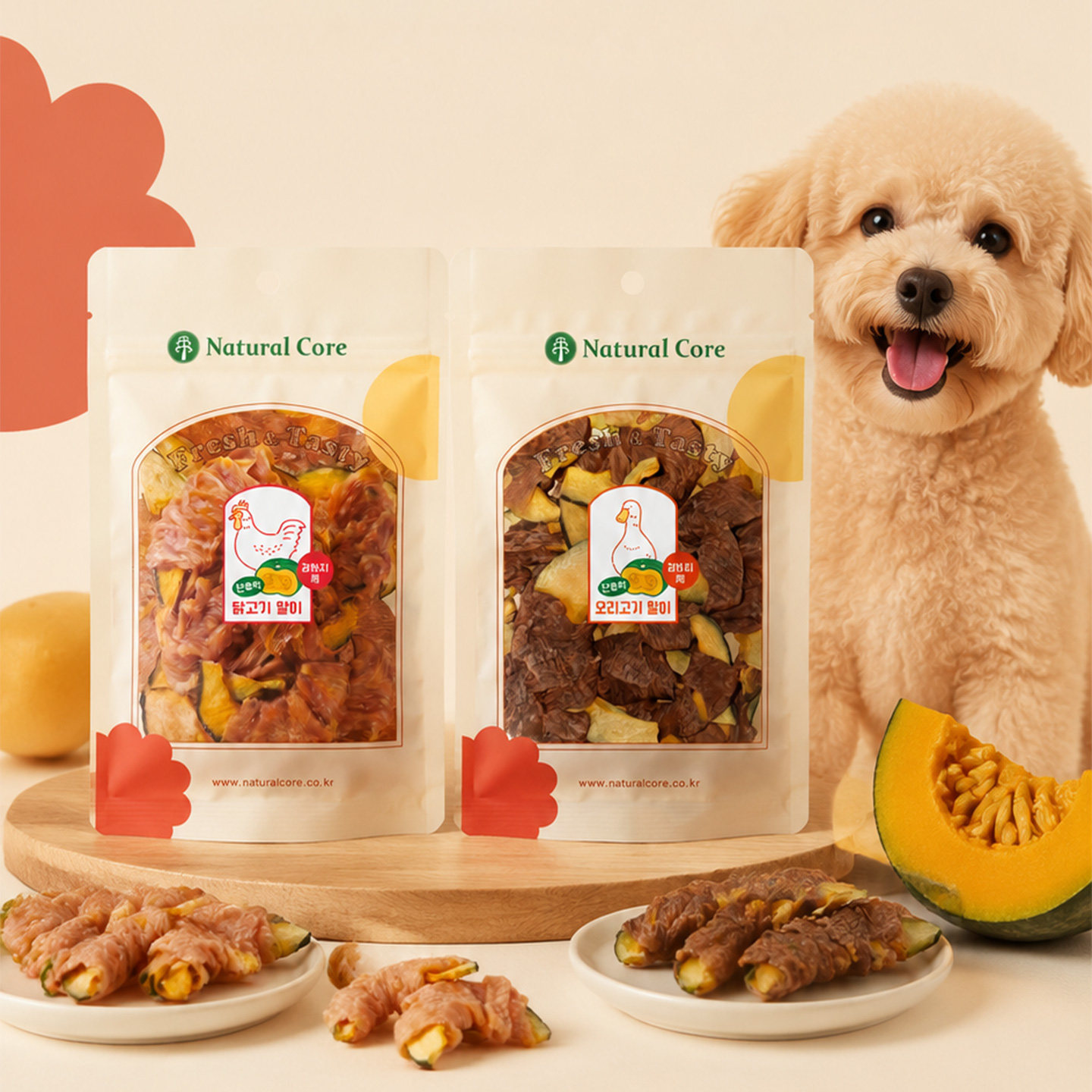 NaturalCore新品鸡鸭肉缠南瓜小型犬鸭肉干鸡肉干狗狗零食磨牙棒