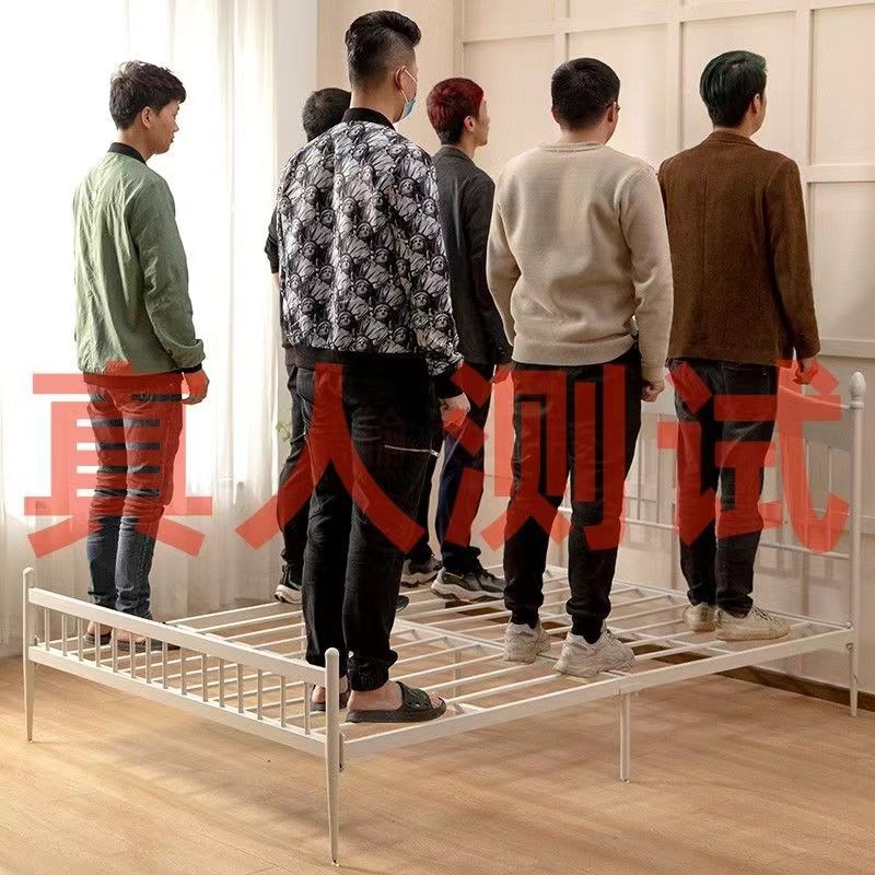 奶油风白色铁艺床1.8m双人床现代简约网红铁架床1.2m小户型单人床