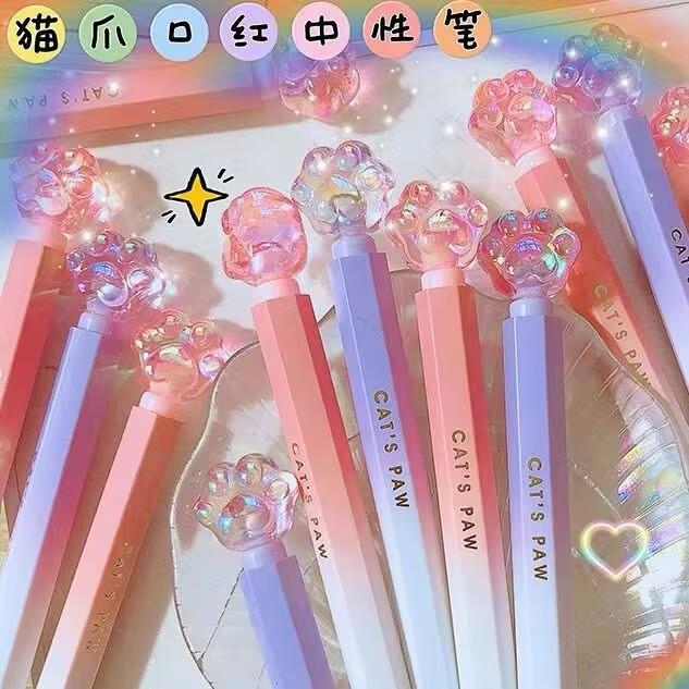 水晶猫爪中性笔高颜值水笔