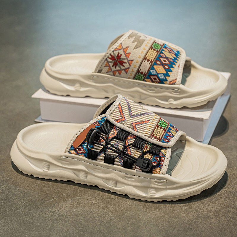 拖鞋男冬季潮牌外穿防滑耐磨魔术贴一字拖男士软底户外运动沙滩鞋,流行男鞋,一字拖,淘宝优惠券,粉丝福利购,淘宝优惠卷