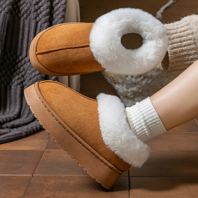 毛绒全包棉拖鞋女秋冬季外穿防滑厚底室内雪地靴居家加绒棉鞋暖绒