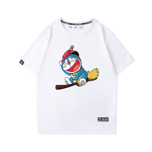 小叮当联名日系动漫短袖男女同款情侣装哆啦A梦机器猫大雄T恤衣服