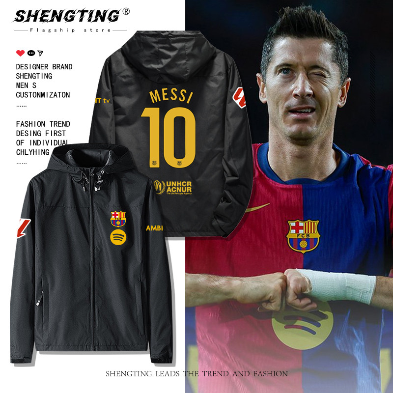 24-25巴萨主客场球衣同款夹克巴塞罗那125周年球迷款足球服冲锋衣