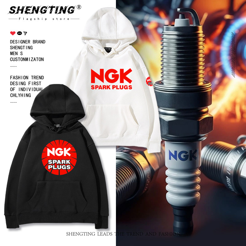 日本JDM改装车NGK火花塞火嘴连帽卫衣男女秋冬加绒休闲衣服潮