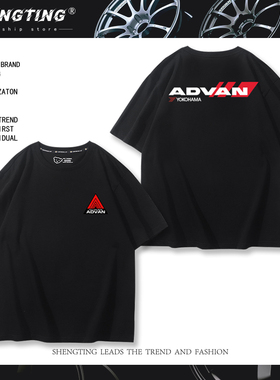 日本Advan汽车改装车轮T恤男AD08R轮胎优科豪马AD09轮毂短袖衣服