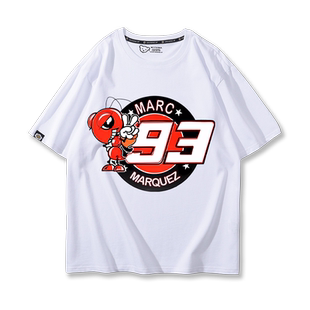 马奎斯93号motogp红蚂蚁摩托车骑士骑行服短袖T恤男夏季纯棉衣服