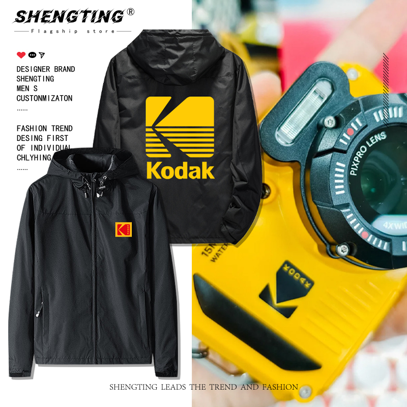 Kodak柯达连帽夹克相机摄影师拍照爱好者户外防风外套休闲冲锋衣