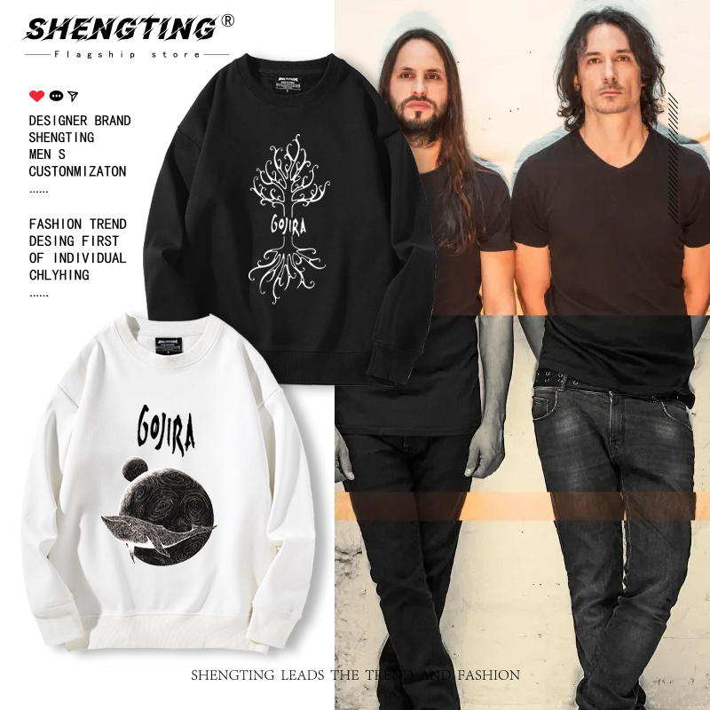 Gojira哥斯拉队周边圆领卫衣男女秋冬加绒重金属摇滚休闲上衣服潮