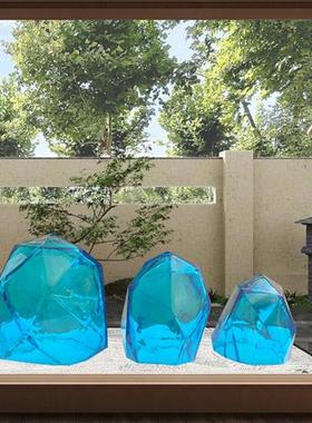 透明景观石摆件树脂雕塑酒店别墅会所大堂门厅室外水池落地装饰品