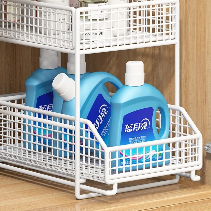 拉置物架洗手台抽拉式下水槽浴室柜篮架收纳盒下面厨柜分层卫生间