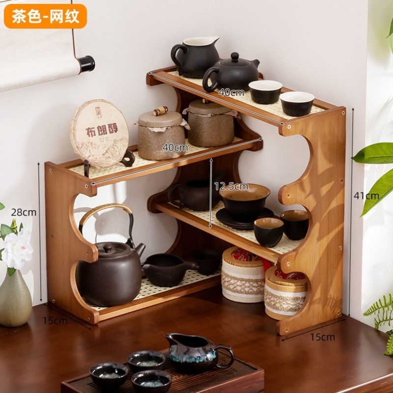 架面中收纳梳妆台化妆品护肤品木质转角多层桌古风侧边化妆置物架