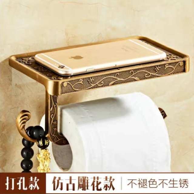 架太空跨境纸巾架卫生间收纳纸巾盒浴室置物纸巾卷复古壁挂式架铝