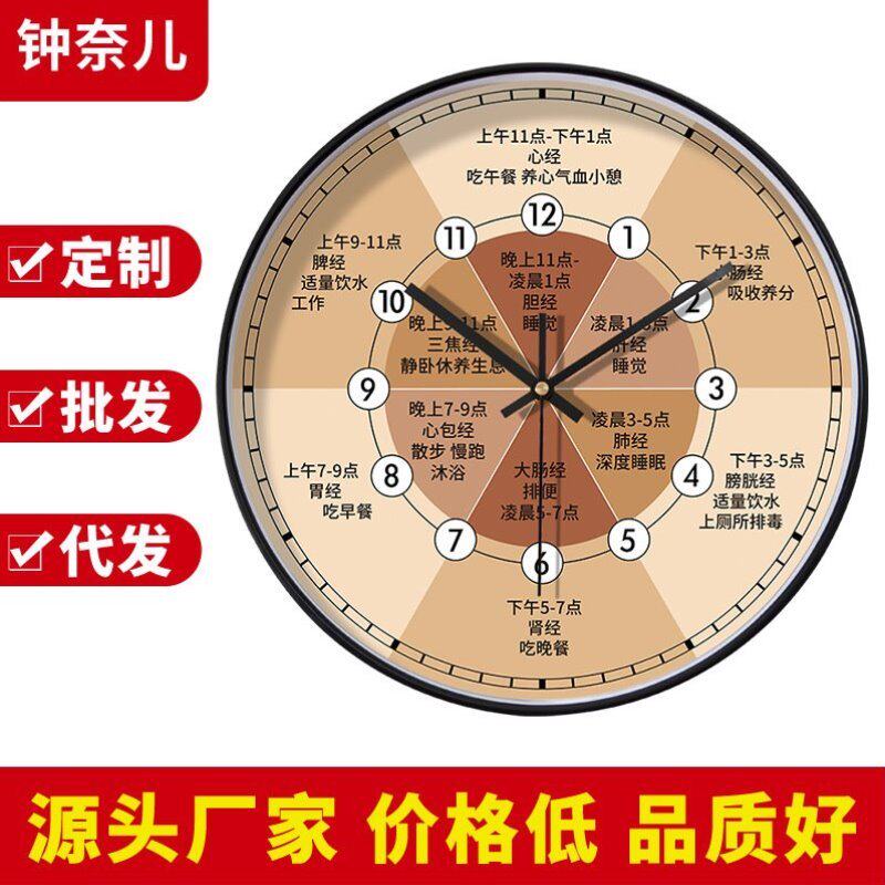 十二养生理疗店子午流时辰店座钟中医药艾灸注挂钟时钟馆座钟