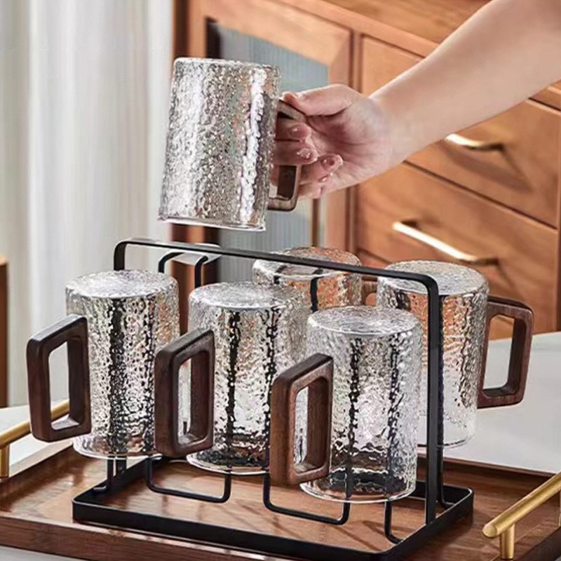 玻璃月牙办公室茶水专用玻璃杯个人杯子茶杯耐热中式水杯分离待客