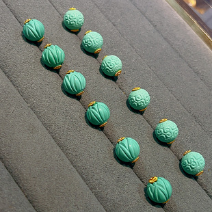 菱镁矿回纹珠莲花珠配件925银镀金烧蓝手串DIY半成品串饰