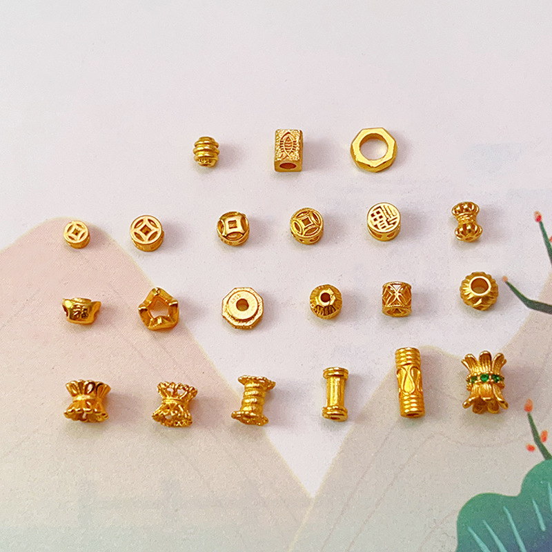 s925银镀金隔片隔珠 diy配饰项链吊坠手链挂件手串珠穿孔散珠饰品