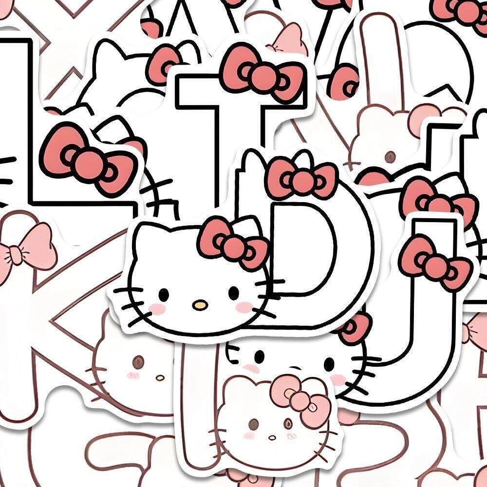 kitty凯蒂猫拉杆箱可爱贴纸字母50张手账手机笔记本电脑装饰创意