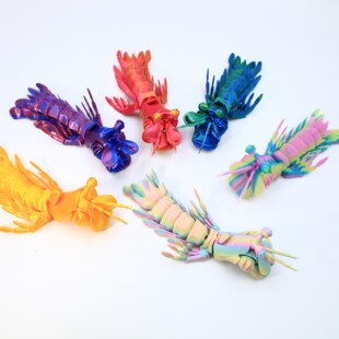 3D打印彷真皮皮虾海洋动物模型摆件儿童动物玩具礼物关节可动解压