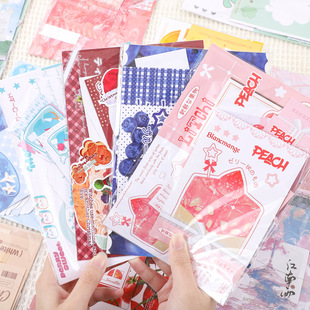 折页文创清新混合随心配卡头卡背食物试吃set系复古贴纸打材料包