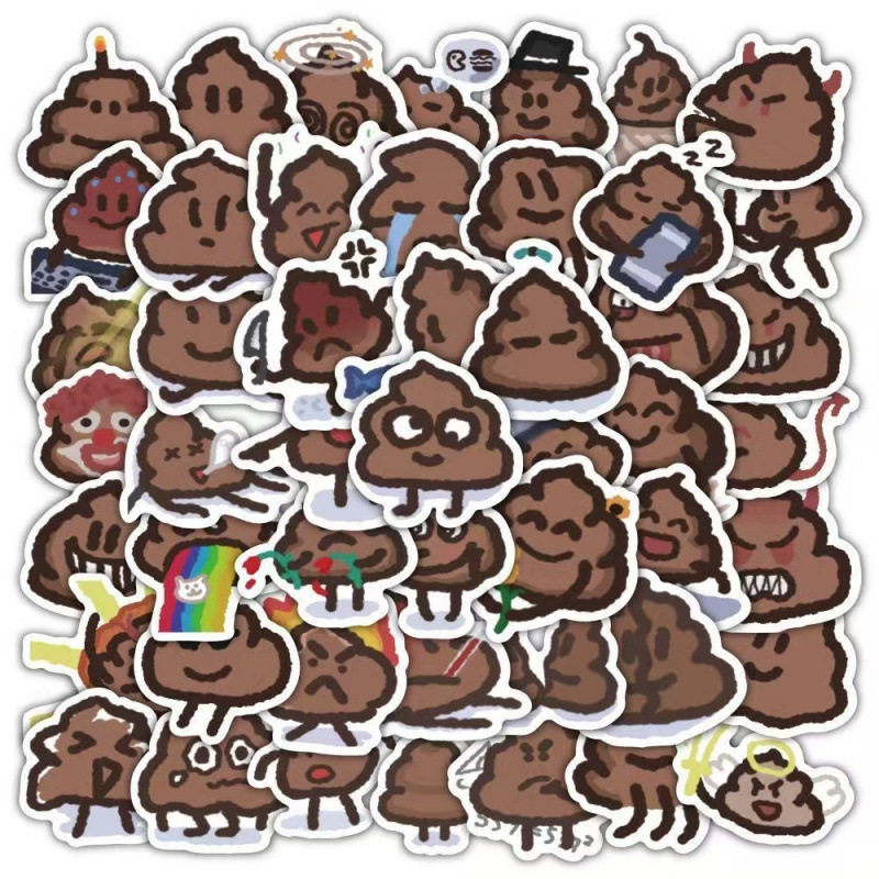 粑粑表情包贴纸可爱58张抽象手机壳手账笔记本电脑行李箱DIY装饰