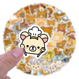 轻松熊和熊妹贴纸204张可爱摩托车吉他手帐手机壳笔记本电脑DIY