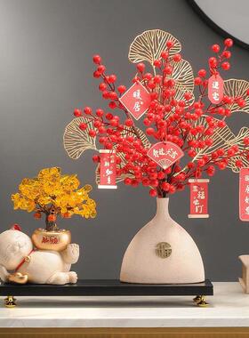 高级感小众小摆件发财树招财猫开业礼物客厅酒柜电视柜收银台装饰