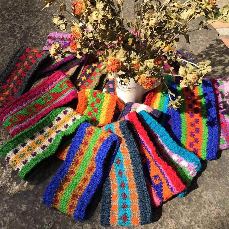 尼泊尔发带尼泊尔手工钩花发箍复古羊毛编织抓绒保暖束发带发饰民