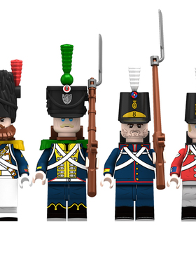 适用乐高拿破仑半岛战争英法德意志士兵拼装积木人仔玩具N033-036